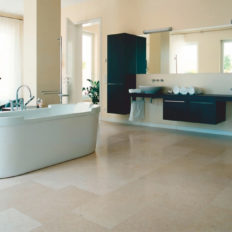 Natural stone floor in the bathroom