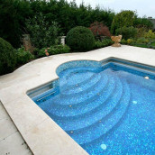 Limestone swimming pool surround