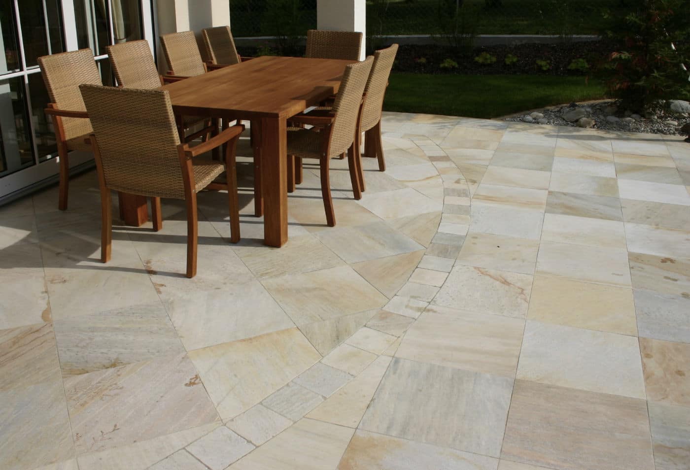quartz sandstone outdoor patio slabs