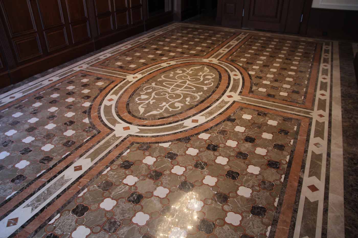 Spanish limestone inlaid floor