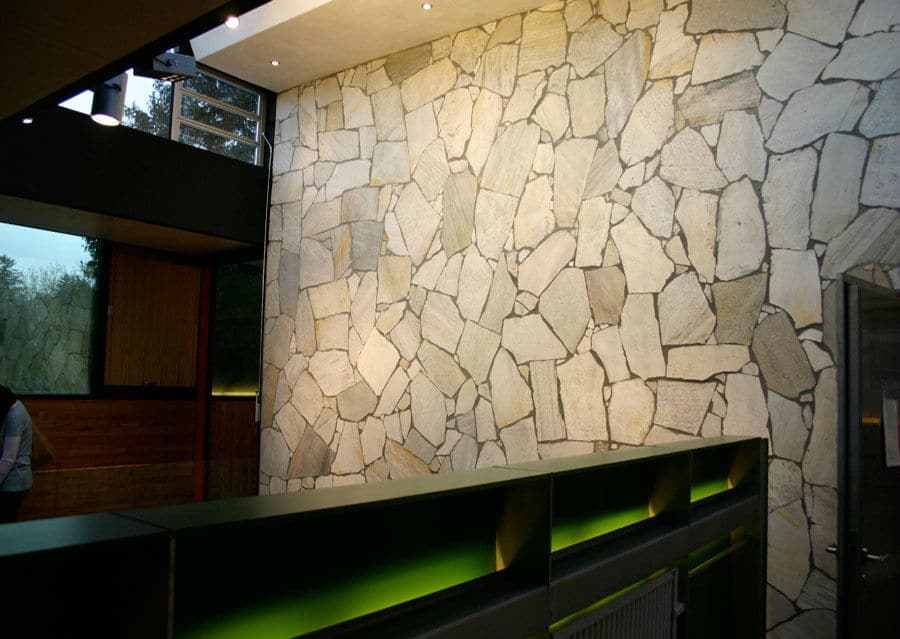 Natural stone wall inside