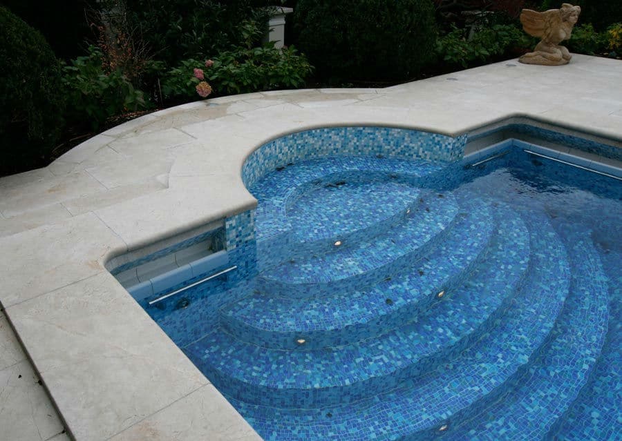 Glass mosaic pool outside