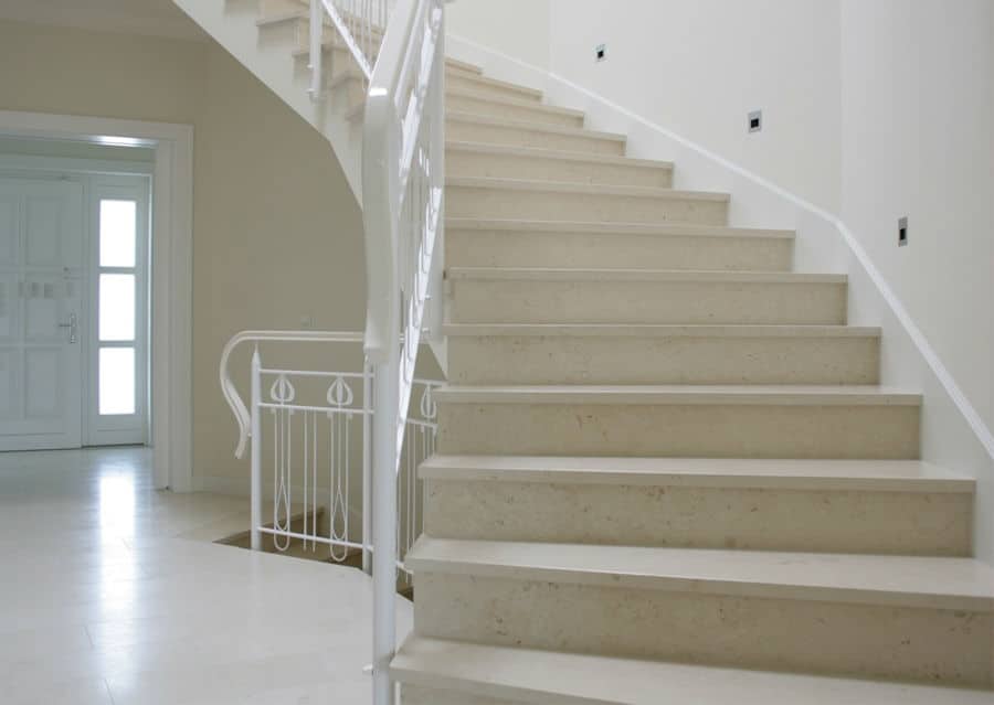 Limestone entrance hall floor stairs