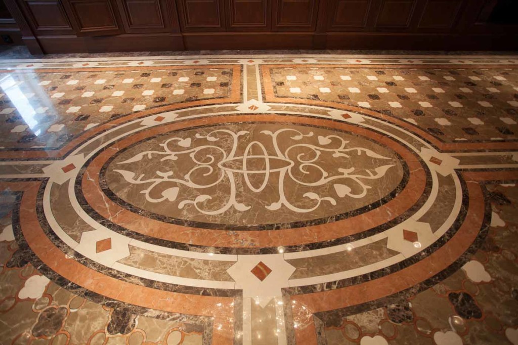 Spanish limestone inlay floor