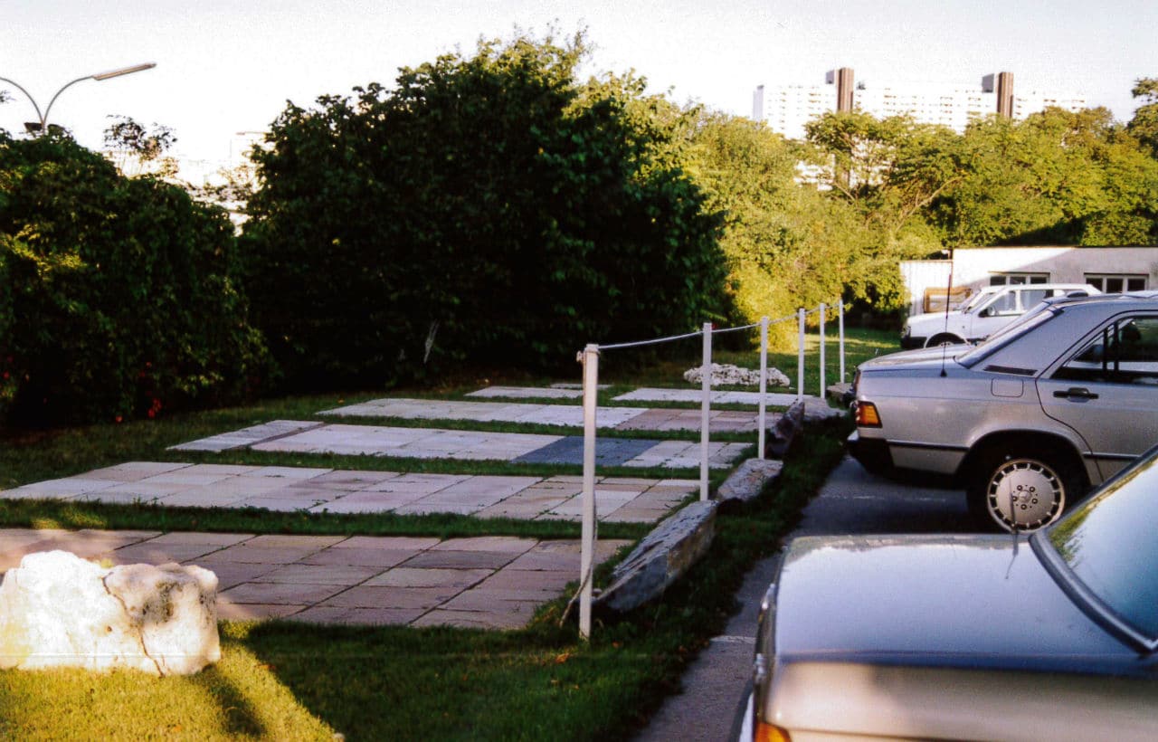 Parking spaces with show garden at the beginning of the 90s