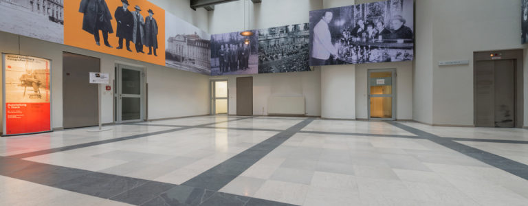 Grey limestone floor in Palais Fanto Vienna - 1