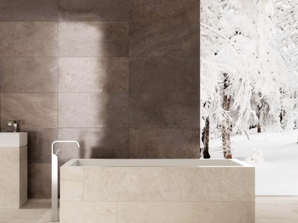 Bathroom Luxury with Stone Tiles Porcelain Stoneware