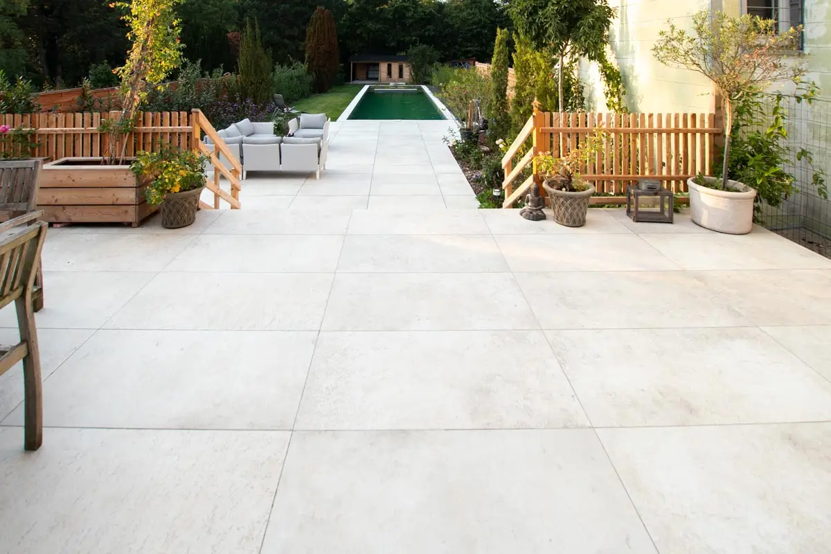 Technostein Caribbean Cream porcelain stoneware patio tiles